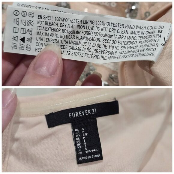 Forever 21 ✦ Sequin Bodycon Dress ✦ Off-Shoulder Peach & Silver Size S NWOT - Picture 12 of 16